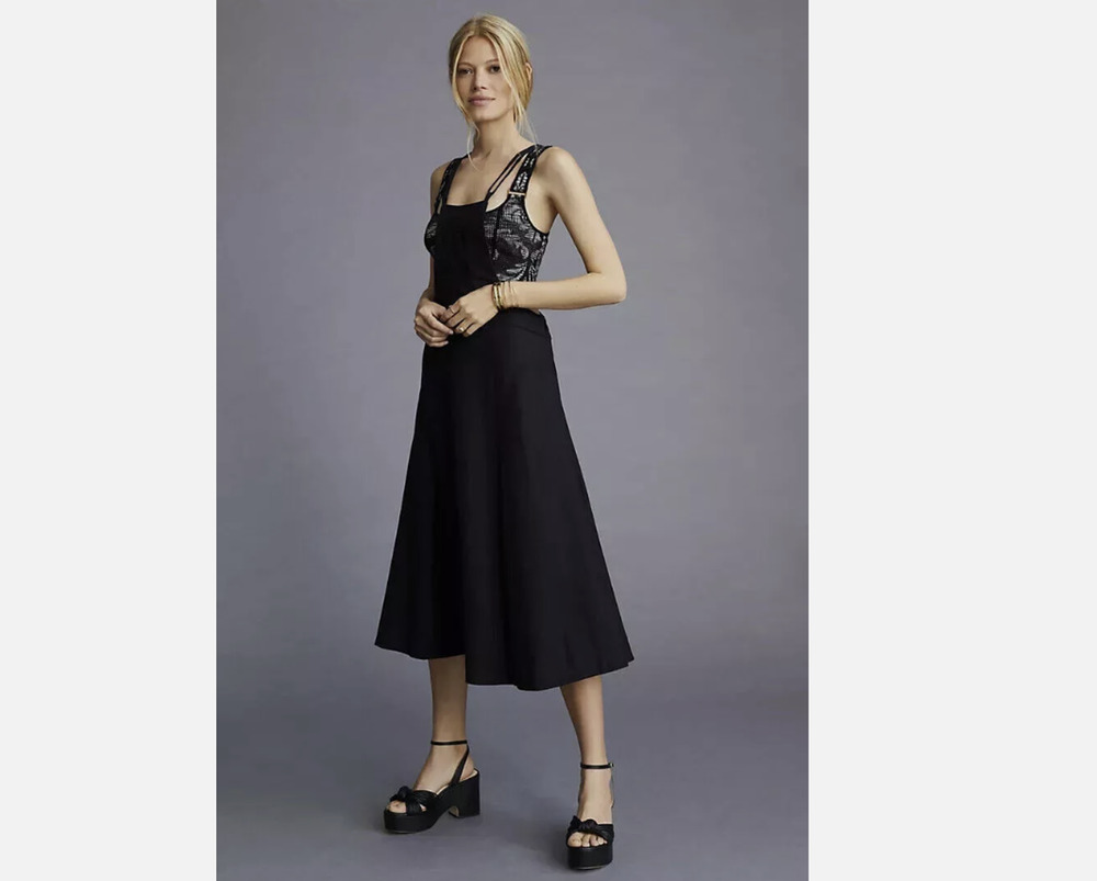 Anthropologie Modern Pinafore Overall Bib Dress Black Jumper Apron Size 10 New